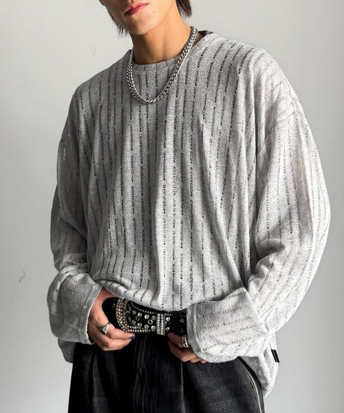 【Classical Origin】「シンプルに魅せる。」グランジモードリラックスシアープルオーバー（長袖）/Grunge Mode Relaxed Pullover co1010027
