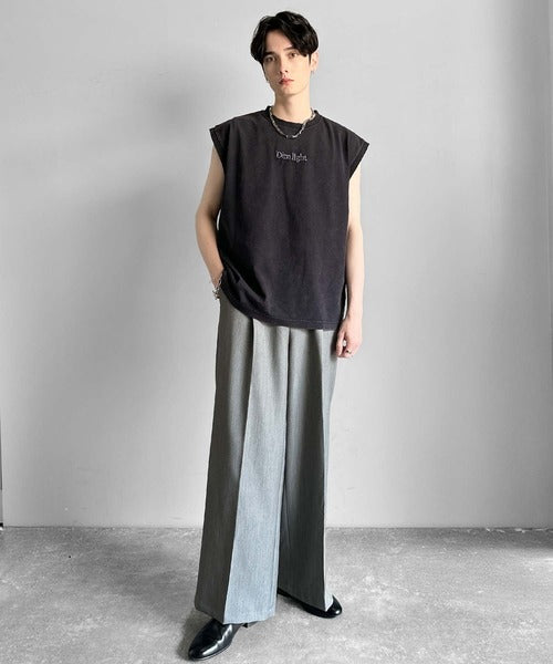 「1枚で主役。」紐刺繍スノーウォッシュ加工ノースリーブTシャツ／String Embroidery Snow-Washed Sleeveless T-Shirt co1150032
