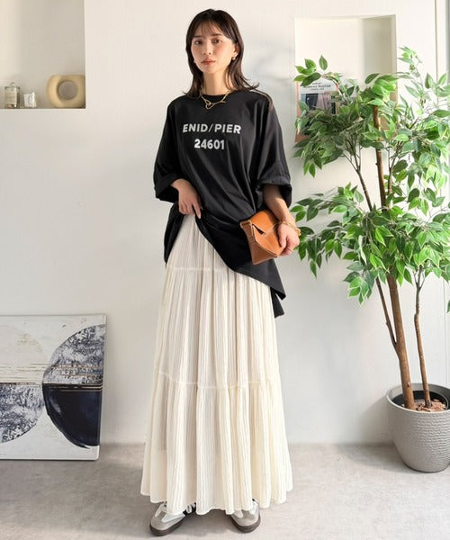 【Classical Evon】甘くない、大人のティアード。シアーな抜け感と美シルエット。3段プリーツティアードスカート ev1020351