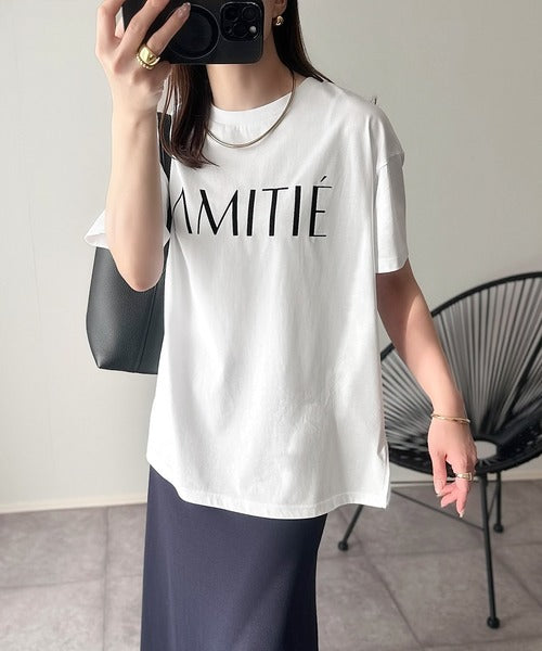 ワンランク上の大人シンプルベーシック。シルケット加工フロッキープリントTシャツ（半袖） ce1020202
