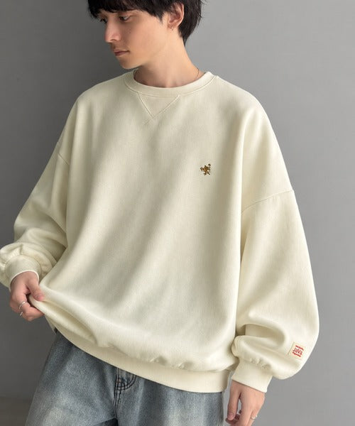 《JaVaジャバコラボ》刺繍が映える"ゆるっと"スウェット。胸刺繍ライトウェイト裏起毛ドルマントレーナー jo0780030