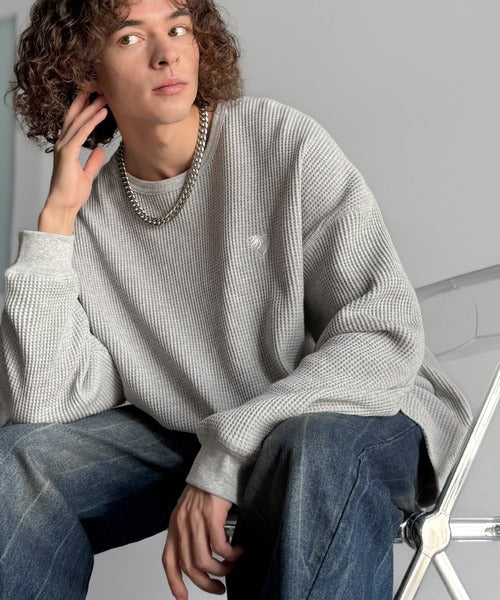 【Classical Origin】「ヘビーウェイト一択。」綿100％ワッフルクルーネックビッグTシャツ／Cotton 100% Waffle Crew Neck Big T-Shirt co0780014