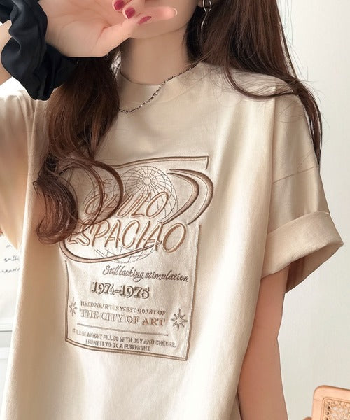 《JaVaジャバコラボ》シンプル派にも推したい！綿100％グラフィック刺繍Tシャツ（半袖） jv1050356