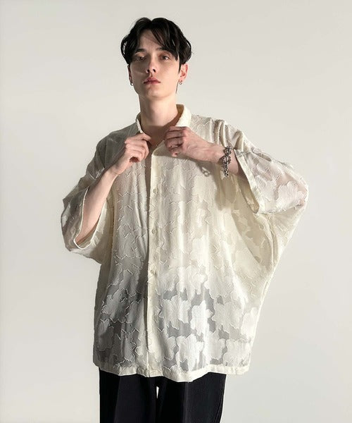 Sheer Jacquard Dolman Sleeve Shirt／フラワー柄シアージャカードドルマンシャツ co1150008