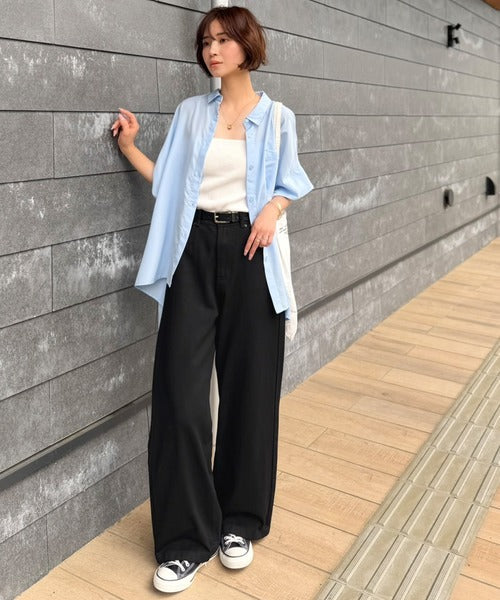 美シルエット。ハイウエストルーズデニムパンツ ce0900001