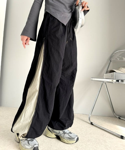 《Javaジャバコラボ》スポーティー＆スタイリッシュ。サイドジップ配色シャカシャカパンツ jv1260316