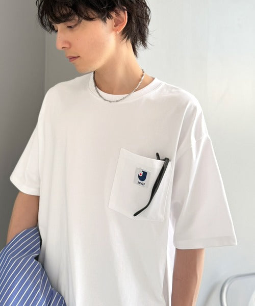 《JaVaジャバコラボ》【接触冷感・抗菌防臭機能付き】試して納得！胸ポケット付き ライトヘビーウェイト オーバーサイズTシャツ（半袖） jo1320020