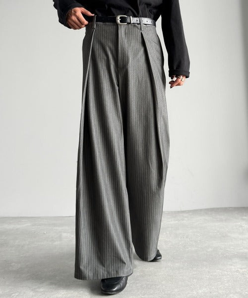 【Classical Origin】「袴型立体シルエット。」インタックワイドフレアスラックス／In-Tuck Design Wide Flared Pants co1150055