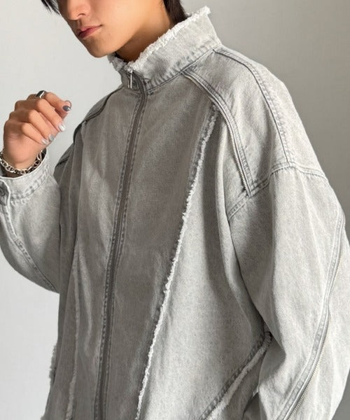 【Classical Origin】「都会的スタイル。」綿100%ヴィンテージ加工フリンジデニムジャケット/100% cotton vintage fringe denim jacket co1010028