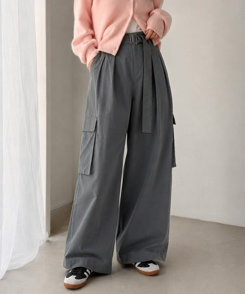 一着で、ラフなのにキレイを叶える◎2タックロングベルト付きカーゴパンツ ce0940264
