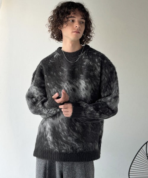 【Classical Origin】「まるで毛布。」モヘアライクシャギー素材クルーネックセーター／Mohair-Like Shaggy Knit Crew Neck Sweater co0780002