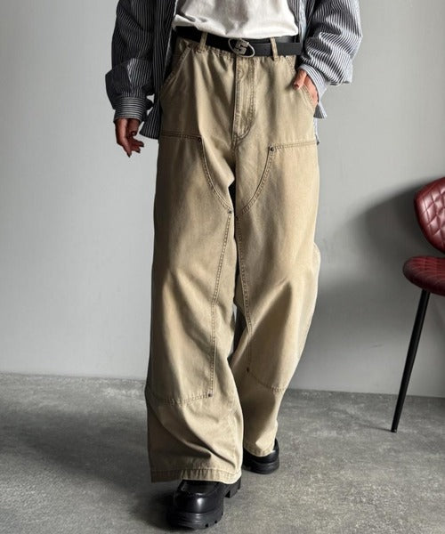 【Classical Origin】「無骨さを纏う。」綿100％ダック素材ダブルニーデザインパンツ／Duck Fabric Double Knee Detail Pants co1150058