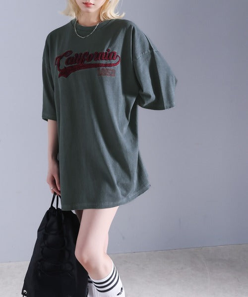 《Javaジャバコラボ》ヴィンテージライクなこなれitem。サガラ刺繍ヴィンテージ加工ピグメントTシャツ jv1029063