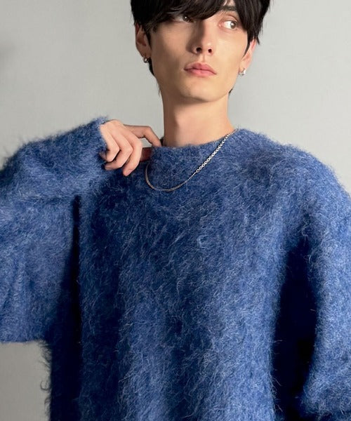 【Classical Origin】「深みのある1着。」ミックスシャギー素材クルーネックセーター／Mixed Shaggy Crew Neck Sweater co0780010