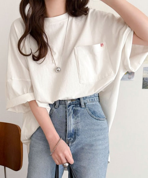 《JaVaジャバコラボ》大人のこなれ感漂う。 綿100％ビッグポケットオーバーサイズTシャツ（半袖） jv1260540