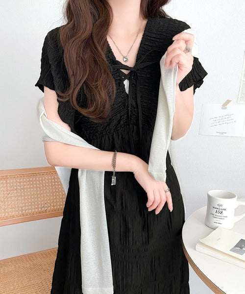 【mily bilet】高級感漂う微光沢素材。マジョリカプリーツギャザー使いフレアワンピース(ロング) mi1019068