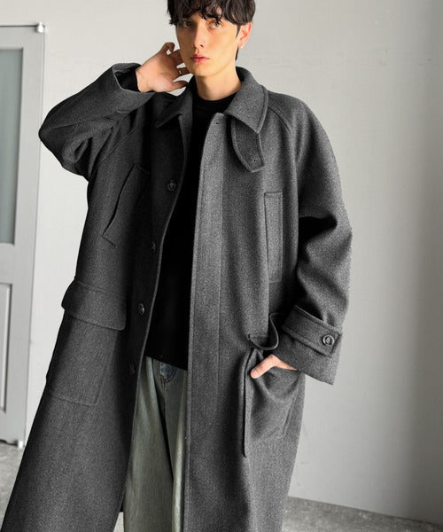 【Classical Origin】「上品さ、極まる」。ロング丈比翼2way衿ステンカラーコート／Long-length concealed 2way bal collar coat ao1265006