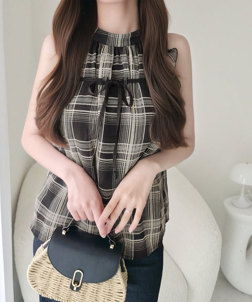 【mily bilet】洗練された大人フェミニン。アメスリ リボン付きフリルブラウス  チェック 花柄 ドット mi1019157