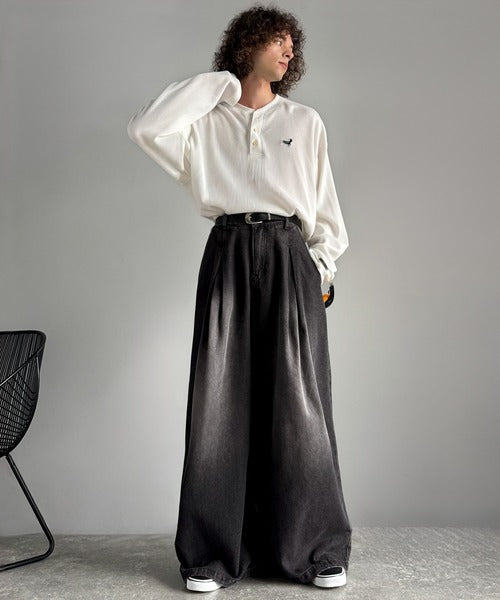 【Classical Origin】「Aライン即完成。」変形3タックスーパーワイドデニム／Unique Three-Tuck Super Wide Denim co0900005