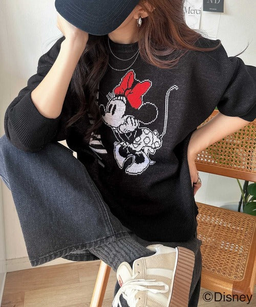 数量限定！存在感たっぷり、大人可愛い♪「ディズニー」「ミニー」ジャガードビッグシルエットニット ce1330065