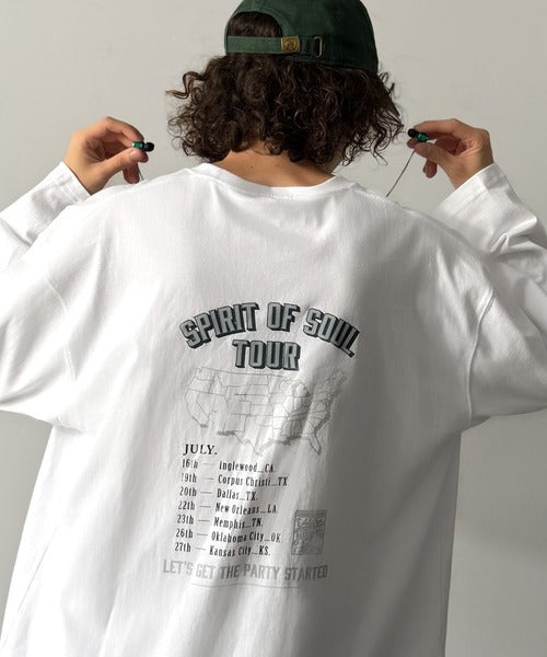《JaVaジャバコラボ》「前後抜かりなし。」綿100%レコード盤レトロツアーロゴTシャツ（長袖） jo1150065