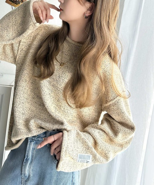 《Javaジャバコラボ》こなれシルエット。くるっとロールネックミックスカラーニット jv1260292