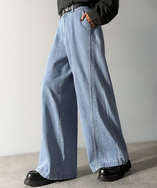 【Classical Origin】「二度見される。」サイドダブルカーブラインデニムパンツ／Side Double Curve Line Denim Pants co0900002