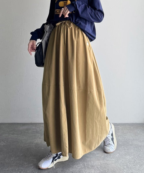 《JaVaジャバコラボ》ふんわりフォルムが可愛い◎ピーチ起毛素材コクーンシルエットロングスカート jv0940247