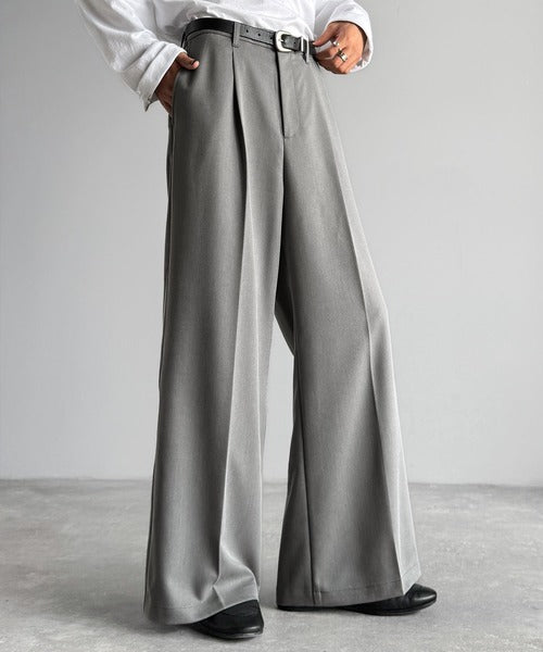 【Classical Origin】「美しい落ち感。」 ワンタックセンタープレスフレアスラックス／One-tuck center-pressed flared slacks co1150042