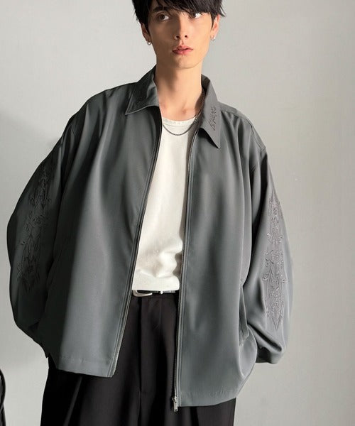 【Classical Origin】「繊細さを羽織る。」刺繍デザインエレガンスジップアップジャケット／Elegant Embroidered Zip-Up Jacket co1150059