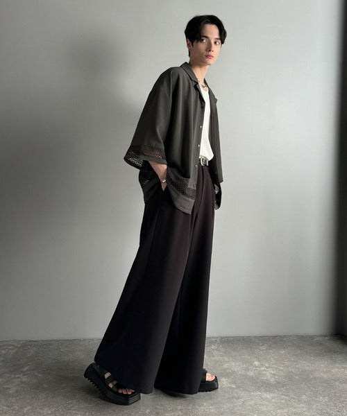 レースが語る、大人の余裕。レース切り替えオープンカラーシャツ / Lace Panel Open Collar Shirt co1010011