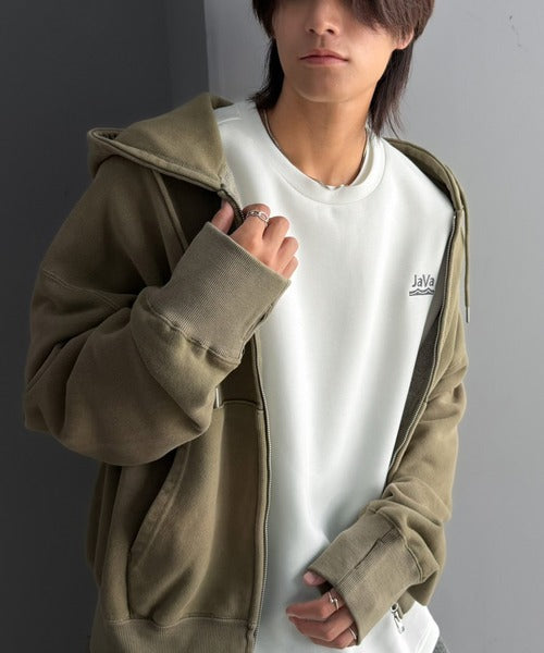 《JaVaジャバコラボ》大人の”質”にこだわった、カジュアルここにあり。胸刺繍ダンボール素材ドルマンスリーブクルーネックTシャツ（長袖） jo1010067