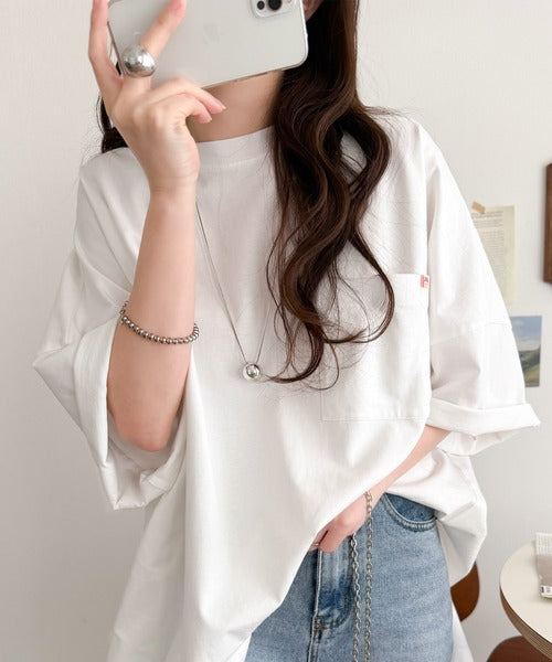 《JaVaジャバコラボ》大人のこなれ感漂う。 綿100％ビッグポケットオーバーサイズTシャツ（半袖） jv1260540