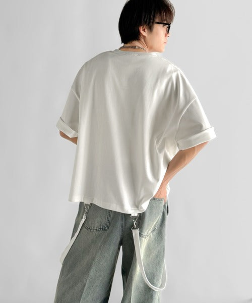 Belt Design Transformable Cropped T-Shirt／脱着式ベルトデザインショート丈Tシャツ co1150015