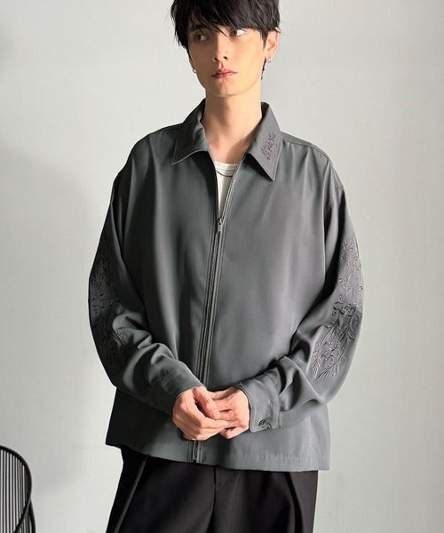 【Classical Origin】「繊細さを羽織る。」刺繍デザインエレガンスジップアップジャケット／Elegant Embroidered Zip-Up Jacket co1150059