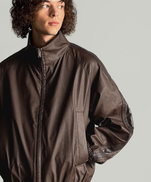 【Classical Origin】High-Neck Leather Track Jacket／ハイネックレザートラックジャケット co1150040
