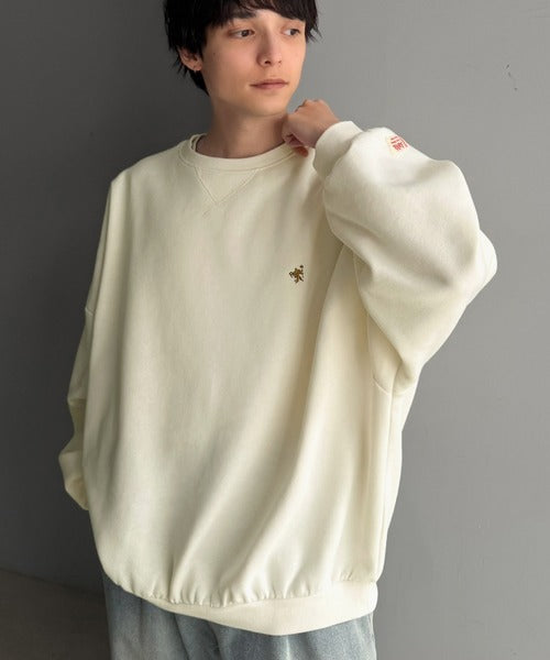 《JaVaジャバコラボ》刺繍が映える"ゆるっと"スウェット。胸刺繍ライトウェイト裏起毛ドルマントレーナー jo0780030
