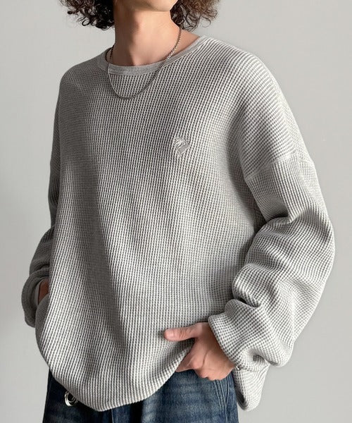 【Classical Origin】「ヘビーウェイト一択。」綿100％ワッフルクルーネックビッグTシャツ／Cotton 100% Waffle Crew Neck Big T-Shirt co0780014