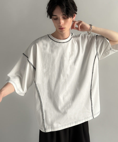 【Classical Origin】「1枚でも羽織でも。」インサイドアウト仕様2wayダブルジップTシャツ／Inside-Out Oversized Double-Zip 2way T-Shirt co1150018