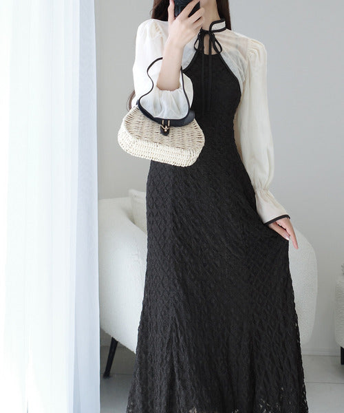 【mily bilet】トレンドをかわいく楽しんで♪パイピング配色シアーボレロセットアップ花柄レースキャミワンピース mi1139083