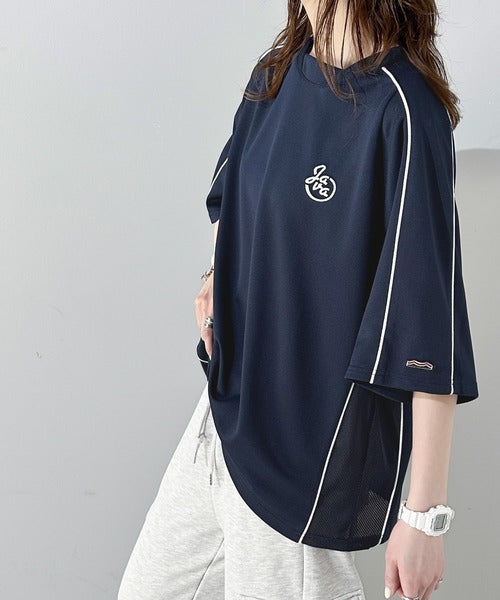 《Javaジャバコラボ》シンプルなのに格上げ。ライン入り胸刺繍サッカーTシャツ sp1010281