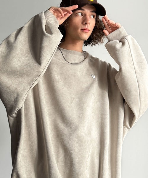 【Classical Origin】「やっぱりビッグシルエット！」スウェードポンチ素材ビックシルエットトレーナー（長袖）/Suede material big silhouette sweatshirt co1010030