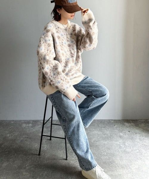 【classical origin】「ヴィンテージな存在感。」アンティークラグモチーフ柄ニットトップス（長袖）/Antique rug motif patterned knit ao1260469