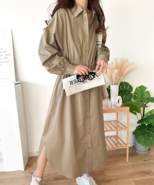 これ一枚でアウターとしても活躍♪綿100％ロングシャツワンピース（長袖） ce1020225