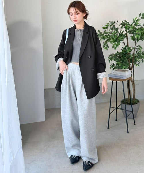 【mily bilet】折ってもかわいい♪春まで着れちゃう万能アイテム。裏地付きダブルボタンテーラードジャケット mi1329089