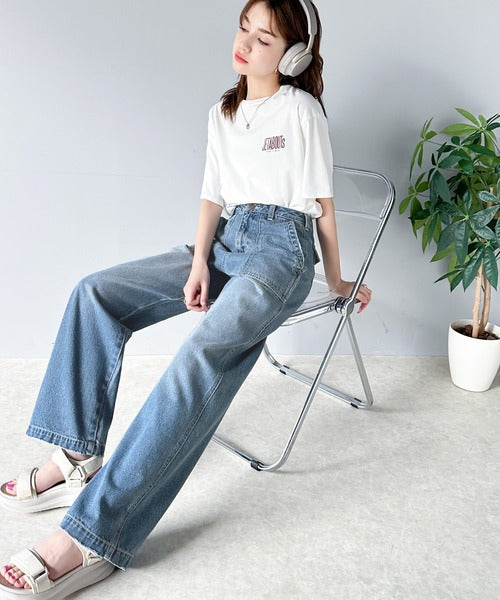 《JAVAジャバコラボ》ゆるっと旬なシルエット。ヴィンテージ加工ハイウエストベイカーデニム jv1209023