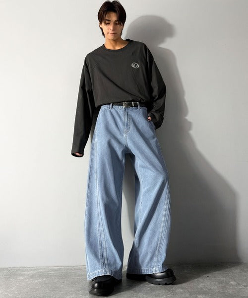 【Classical Origin】「二度見される。」サイドダブルカーブラインデニムパンツ／Side Double Curve Line Denim Pants co0900002