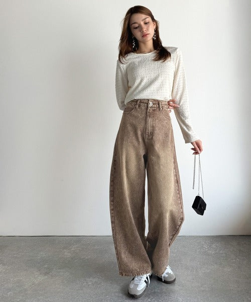 こなれ感抜群の1本。ゆったりシルエットカーブデニムエッグパンツ ce0900012