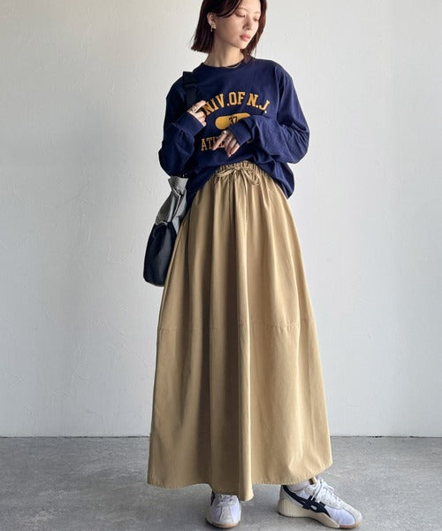《JaVaジャバコラボ》ふんわりフォルムが可愛い◎ピーチ起毛素材コクーンシルエットロングスカート jv0940247