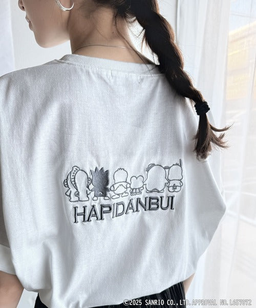 【Sanrio characters/サンリオキャラクターズ】人気キャラ大集合！はぴだんぶいバック刺繍ビッグTシャツ(半袖) ce1350004
